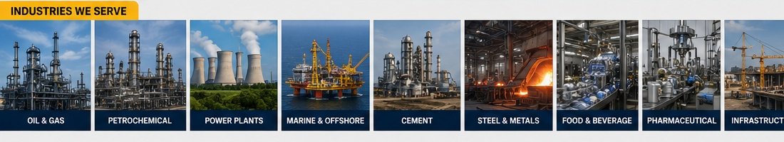 Oil & Gas, Petrochemical, Power Plants, Marine & Offshore, Cement, Steel & Metals, Food & Beverage, Pharmaceutical, Infrastructure